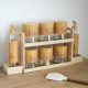 Glass Spice Jars Set 8 pieces with Wooden Stand 